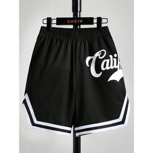 SHEIN Women's 1XL Plus Size Black Letter Print California Logo Summer Shorts NIB